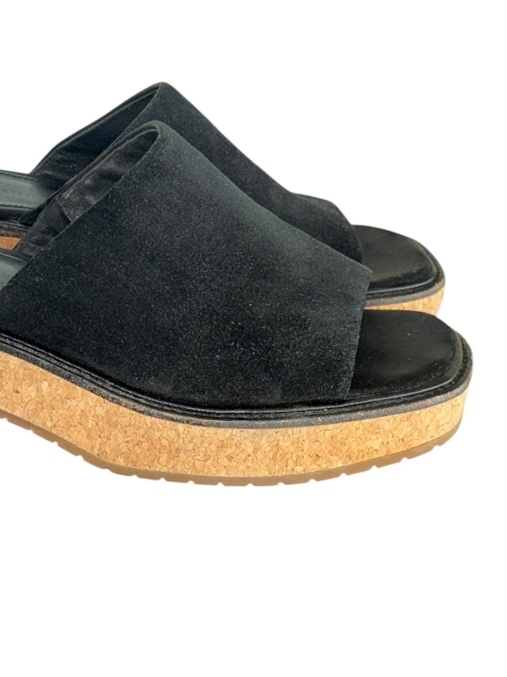 Vince Maddy-B Black Suede Cork Platform Slide Sandals Size 8.5 - Picture 7 of 14